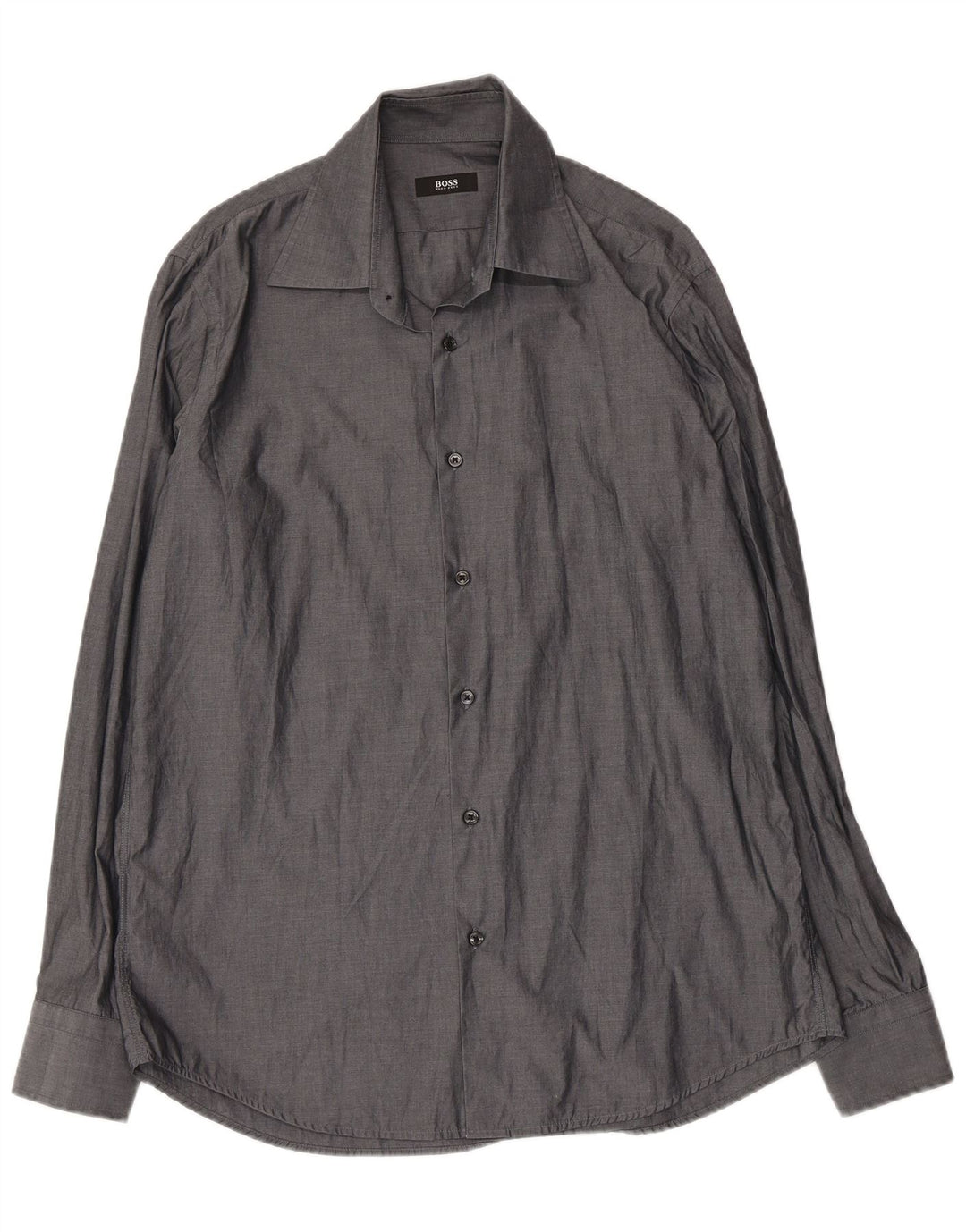 Camisa masculina Hugo Boss tamanho 42 16 1/2 grande algodão cinza