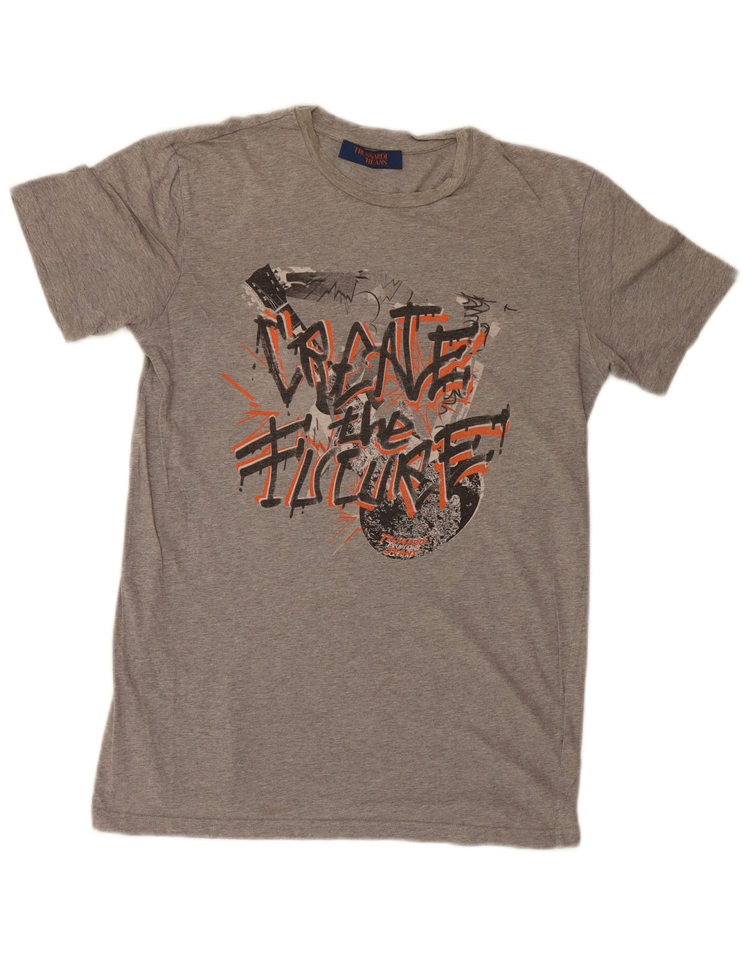 Camiseta masculina Trussardi Jeans gráfica pequena cinza