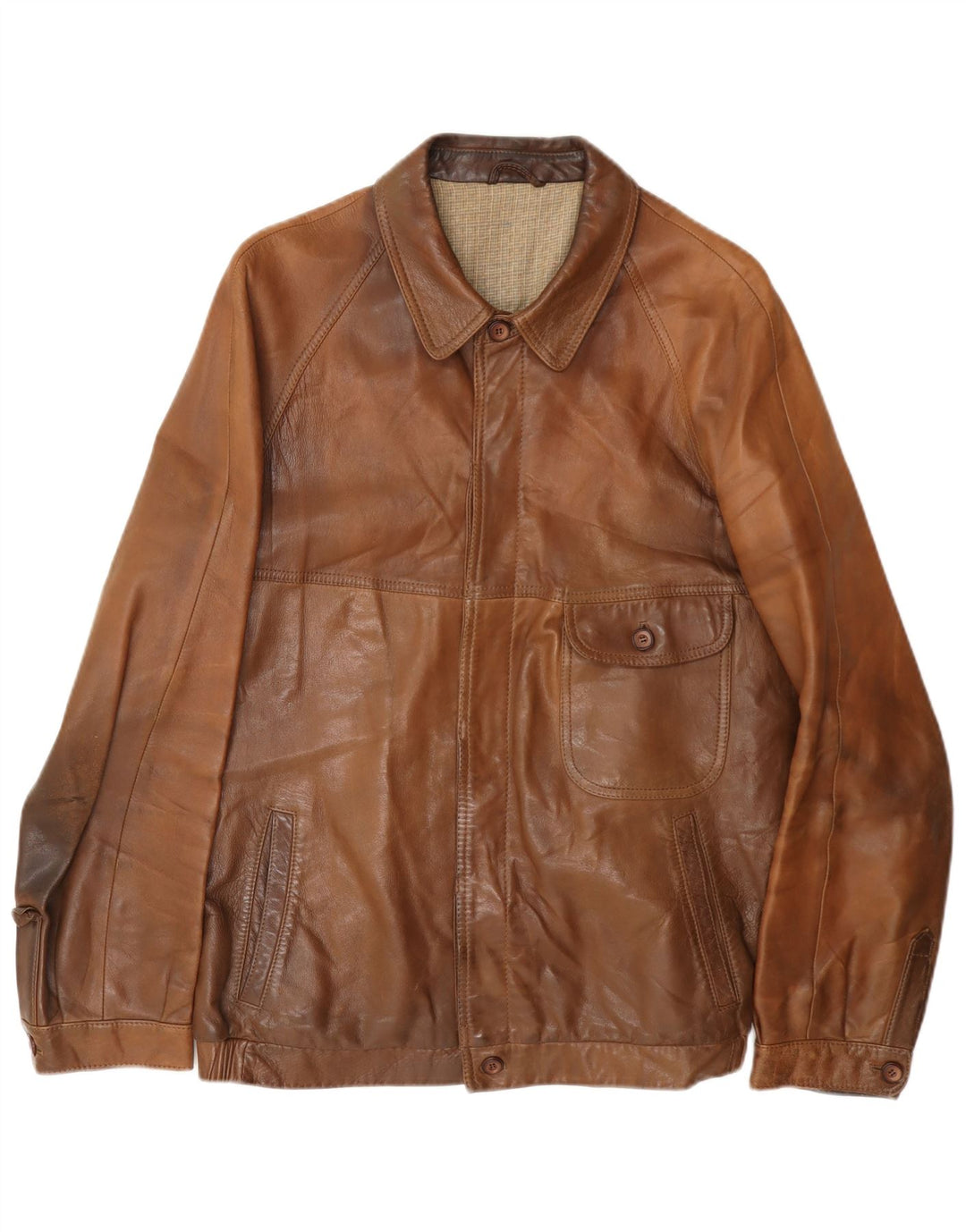 Jaqueta de couro masculina Christ UK 36 pequena marrom