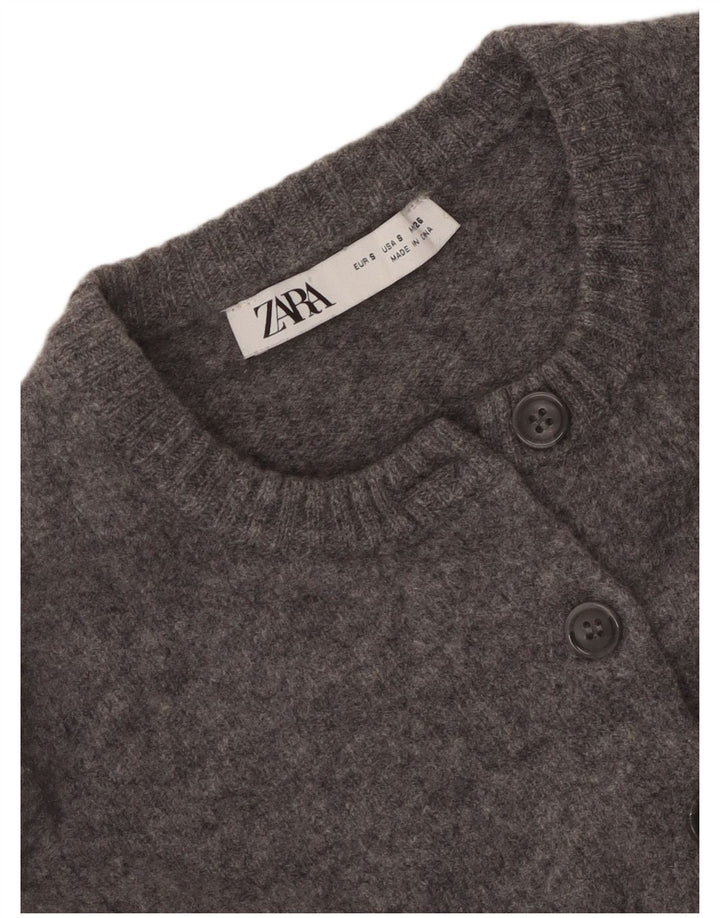 Suéter Zara Feminino Crop Cardigan Reino Unido 10 Pequeno Cinza