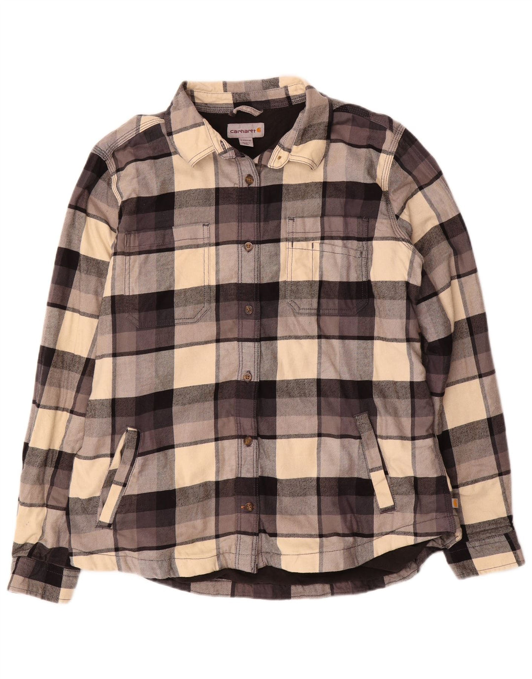 Camisa feminina de flanela Lenhador Carhartt EUA 12/14 grande xadrez multicolorida