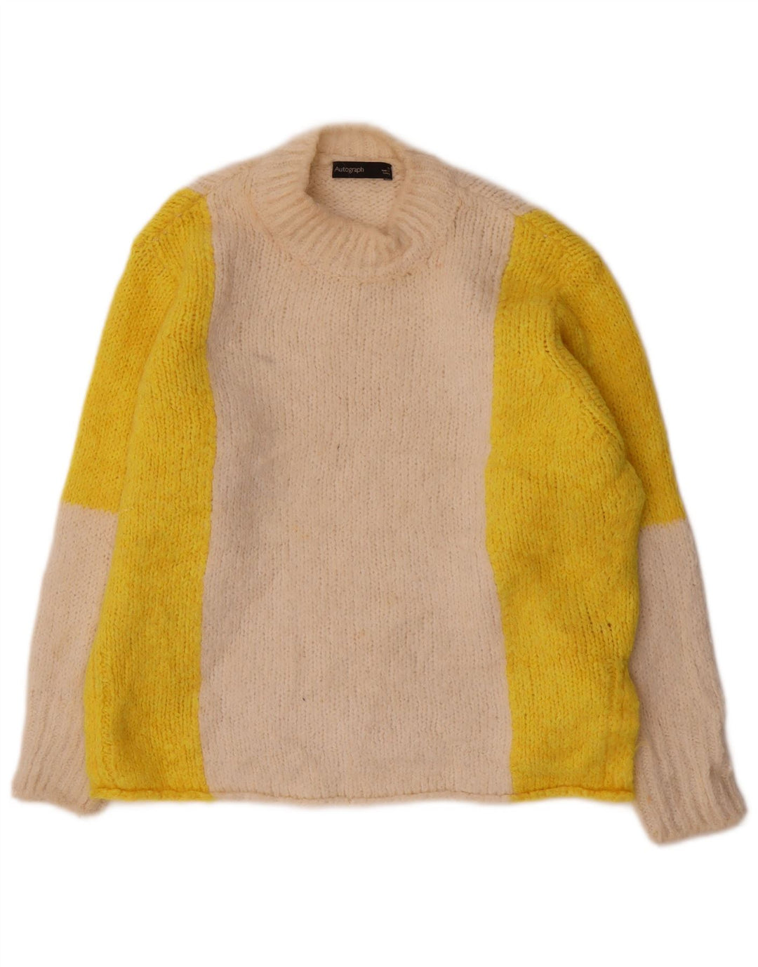 Suéter feminino Marks & Spencer com gola tartaruga Reino Unido 10 pequeno off white