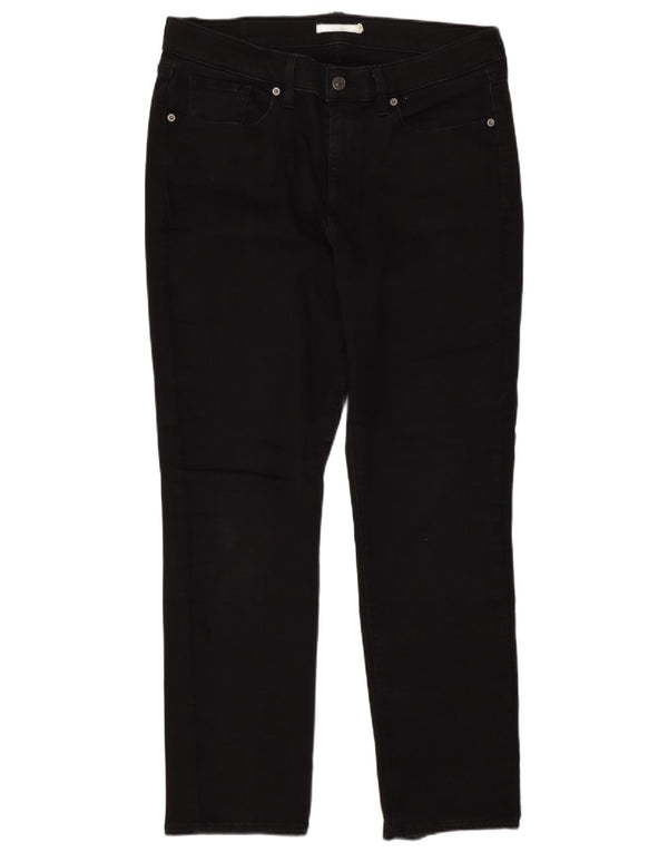 Calça jeans reta clássica feminina Levi's W32 L30 algodão preto