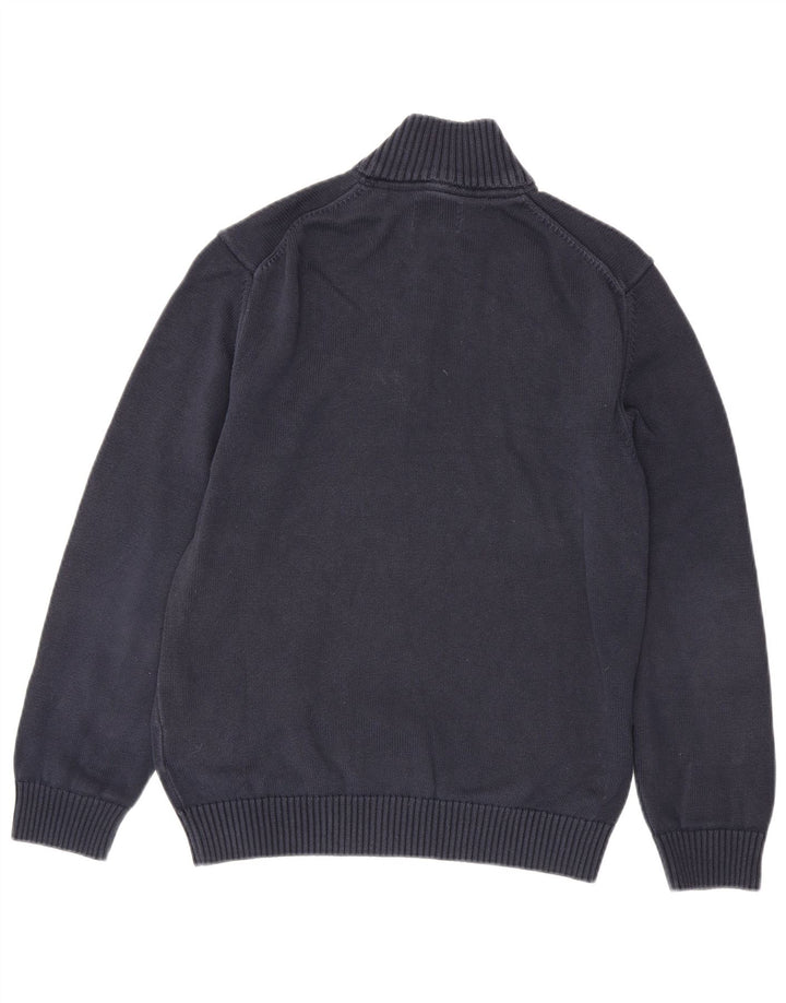 Suéter masculino Gant com zíper e gola grande de algodão azul marinho