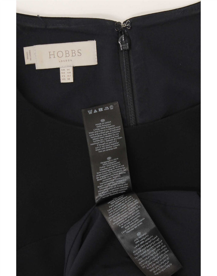 Vestido feminino Hobbs com bainha sem mangas Reino Unido 14 grande poliéster azul marinho