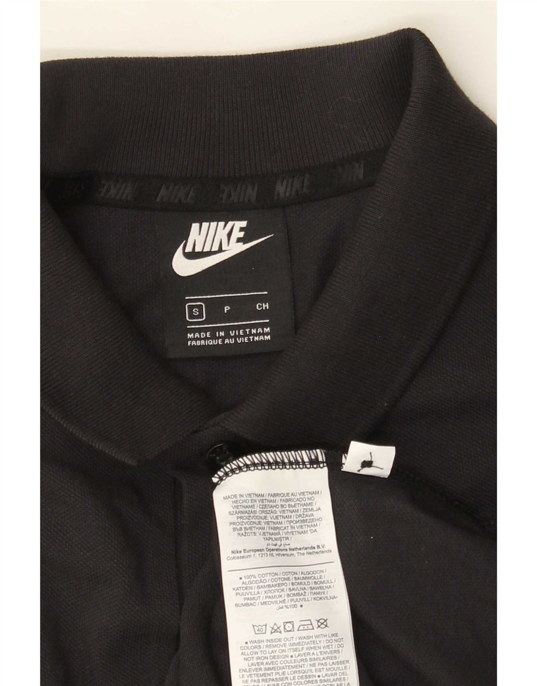 Camisa polo masculina Nike pequena de algodão preto