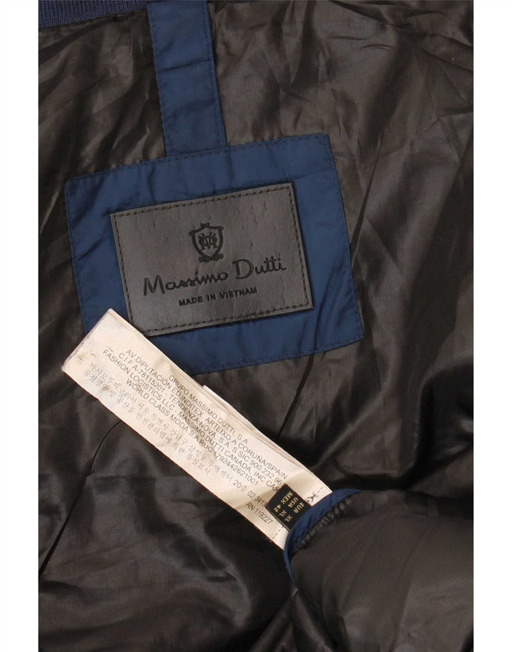 Jaqueta acolchoada masculina Massimo Dutti UK 42 XL azul marinho poliéster