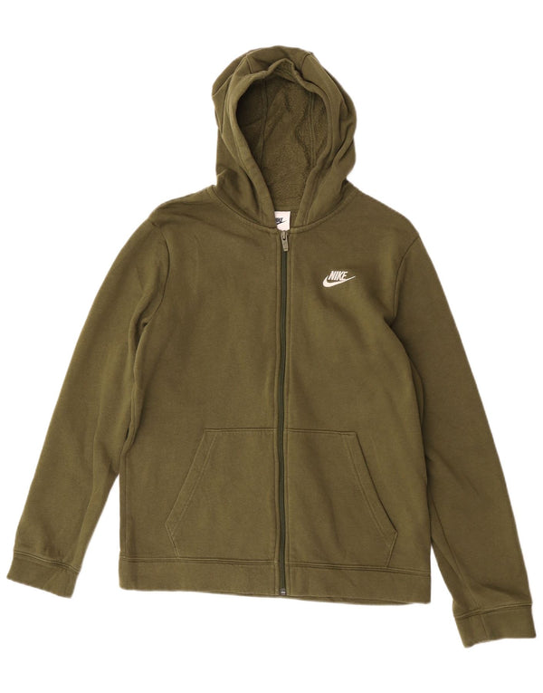 Suéter Nike feminino com capuz e zíper 13-14 anos XL verde algodão esportivo