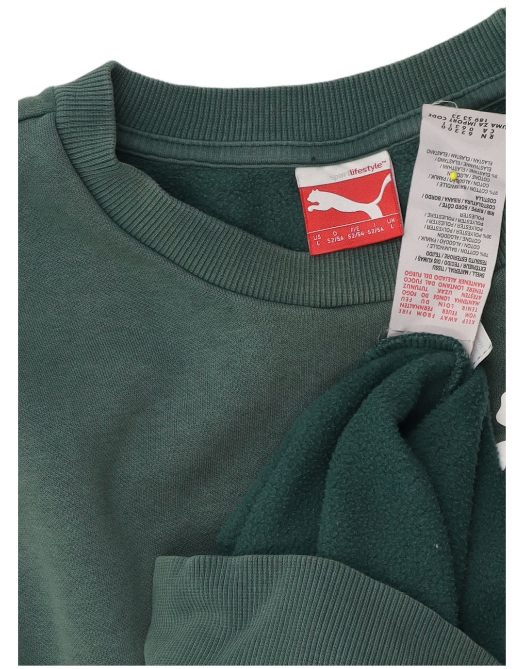Puma Mens Graphic Moletom Jumper Grande Algodão Verde