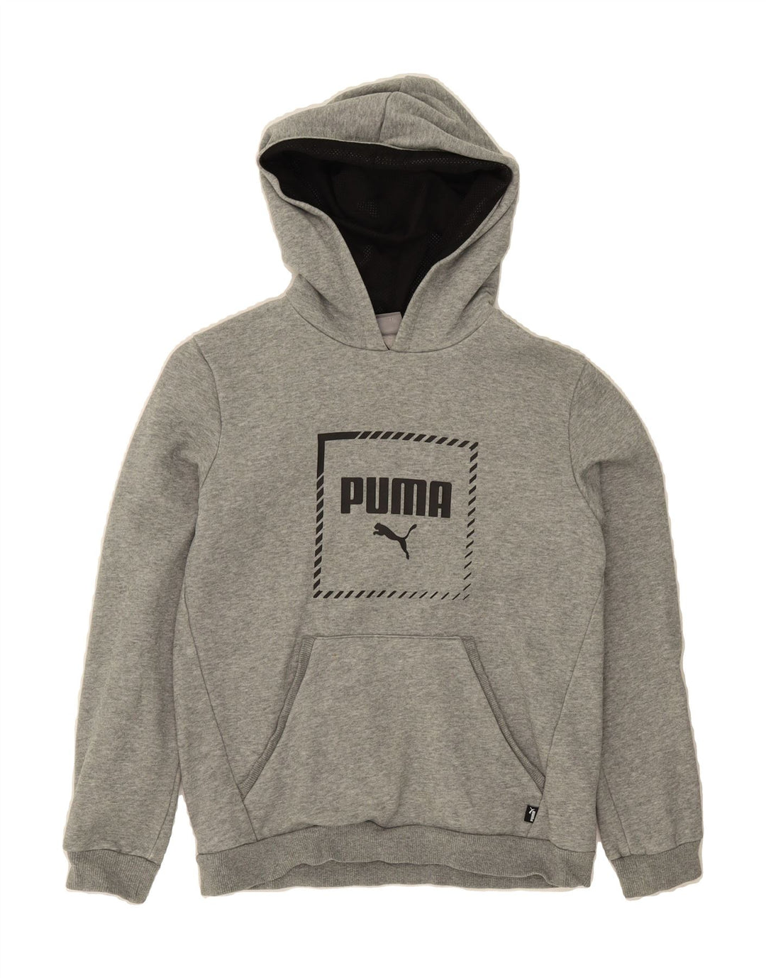 PUMA Boys Graphic Hoodie Jumper 13-14 Years Grey Cotton Vintage Puma and Second-Hand Puma from Messina Hembry 