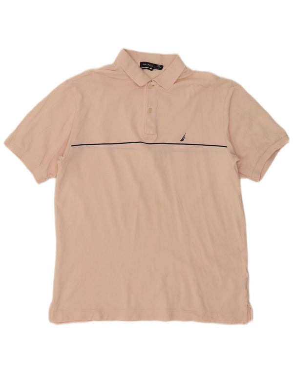 Camisa polo masculina Nautica grande algodão listrado rosa