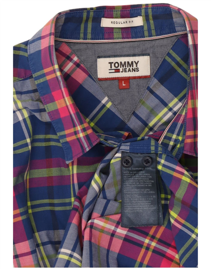 Camisa masculina TOMMY HILFIGER regular fit grande algodão xadrez multicolorido