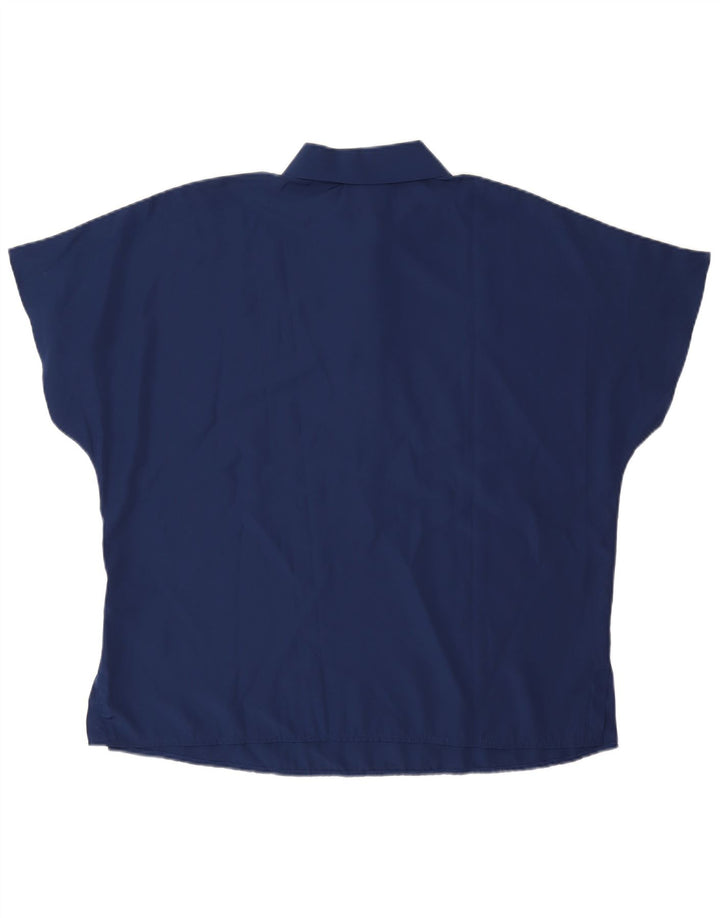 Pólo oversized feminino vintage Reino Unido 18 XL azul marinho poliéster