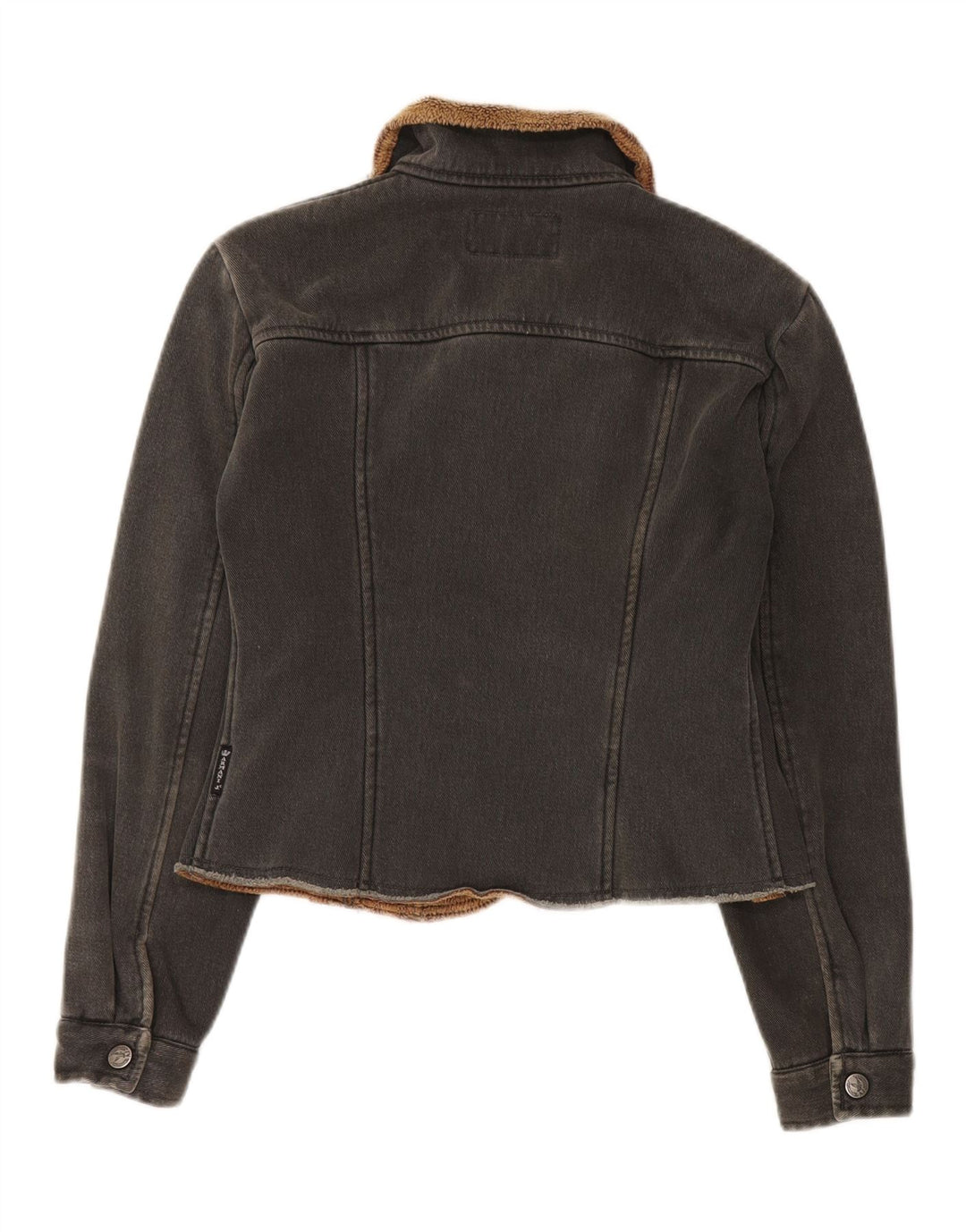Jaqueta feminina Armani Jeans Crop Denim Sherpa IT 42 Médio Preto Poliéster