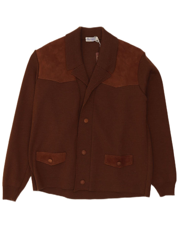 Suéter Cardigan Masculino Vintage Pequeno Marrom