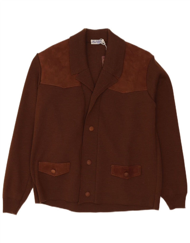 Suéter Cardigan Masculino Vintage Pequeno Marrom