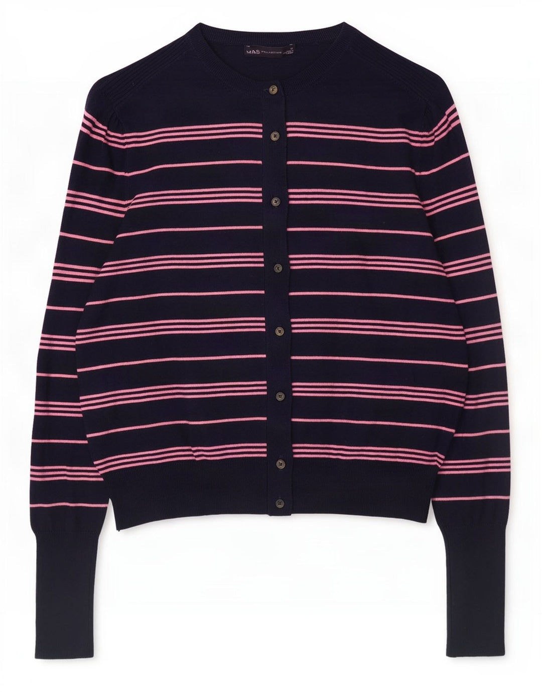 Suéter cardigã feminino Marks & Spencer UK 12 listrado azul marinho médio