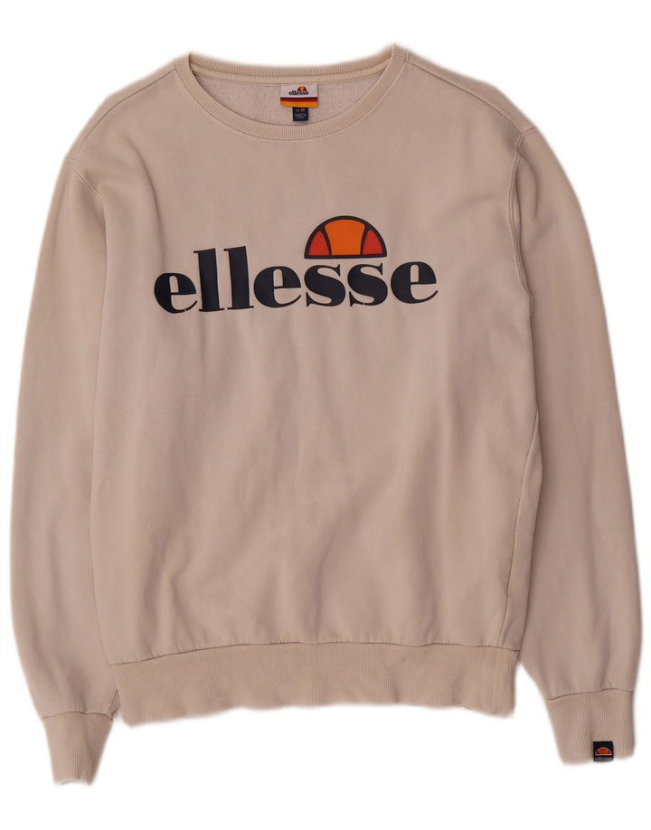 Ellesse moletom gráfico feminino jumper UK 14 médio algodão branco