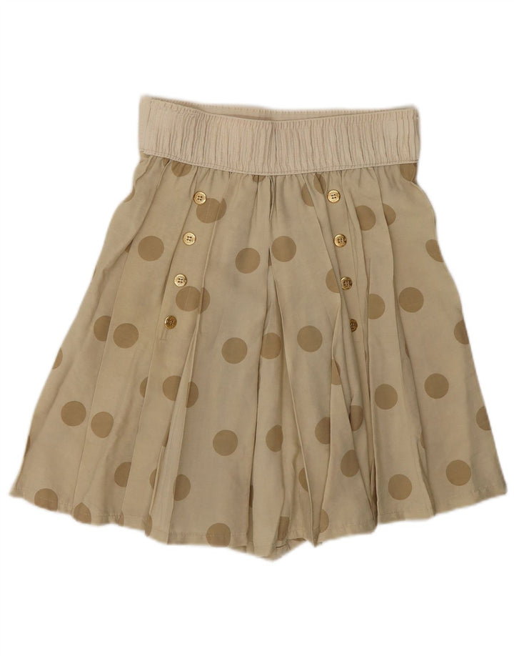 Shorts cullotes feminino vintage de cintura alta W28 de bolinhas bege médio
