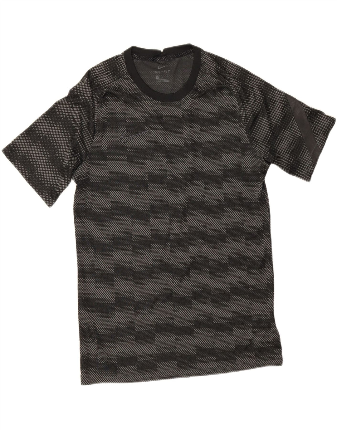 Nike Mens Dri Fit Camiseta Top Médio Preto Geométrico Poliéster