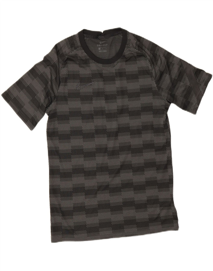 Nike Mens Dri Fit Camiseta Top Médio Preto Geométrico Poliéster