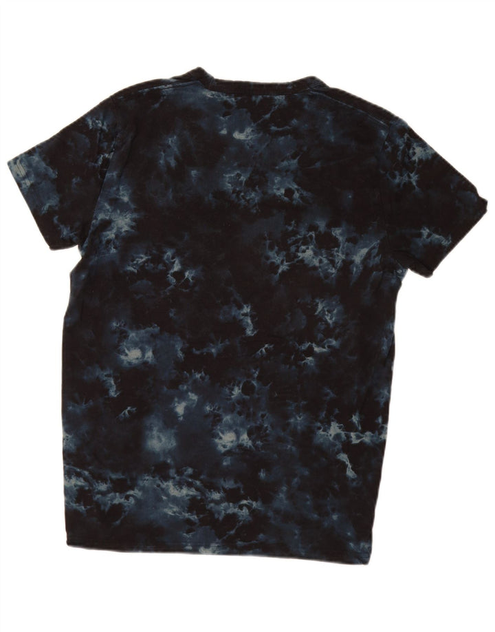 Camiseta masculina HOLLISTER com estampa gráfica pequena azul marinho tie-dye algodão