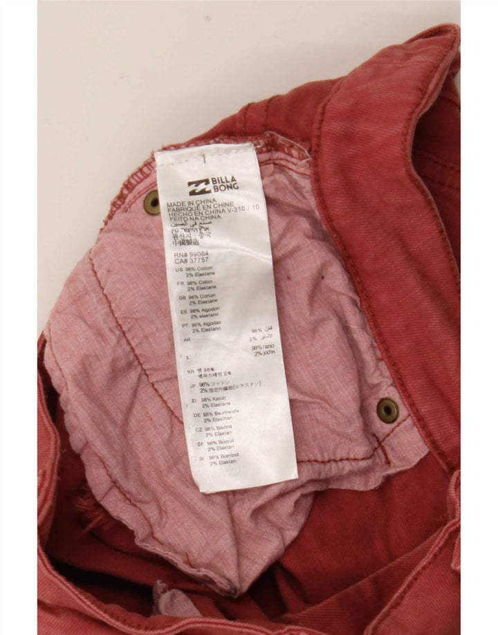Shorts jeans feminino Billabong desgastado W26 pequeno algodão vermelho