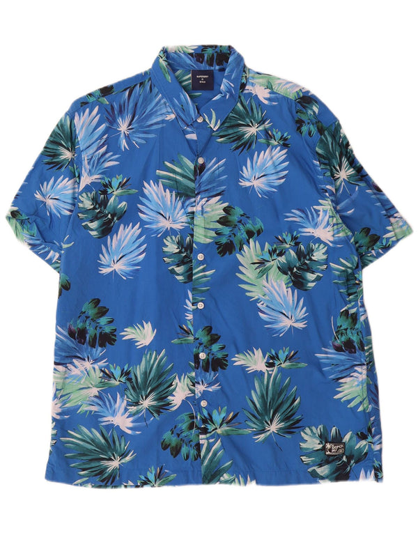 Camisa masculina Superdry de manga curta XL azul floral algodão havaiano