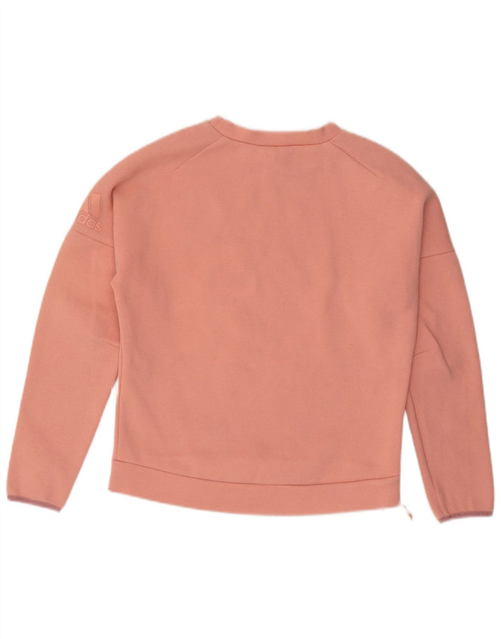 ADIDAS Womens Oversized Sweatshirt Jumper UK 8/10 Pequeno Algodão Rosa