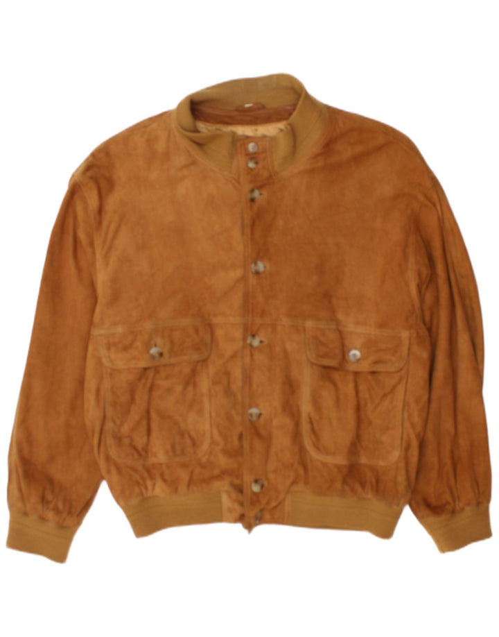 Jaqueta bomber masculina vintage de camurça UK 42 XL marrom