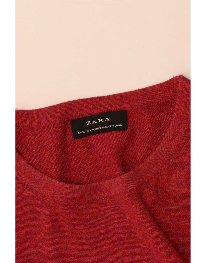 Zara Suéter masculino com gola redonda XL algodão vermelho