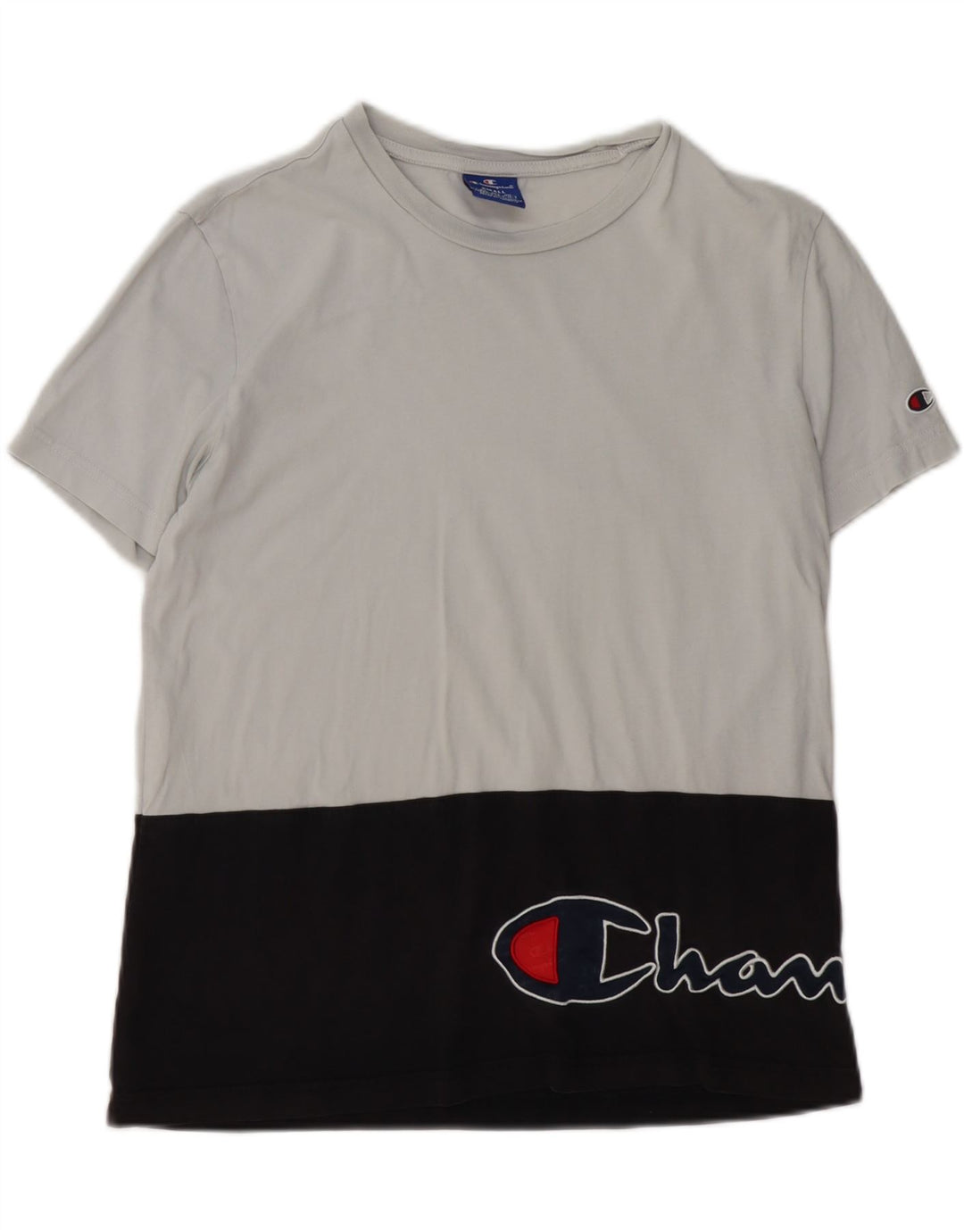 CAMPEÃO Camiseta masculina gráfica Top pequeno bloco colorido preto