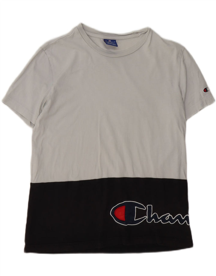 CAMPEÃO Camiseta masculina gráfica Top pequeno bloco colorido preto