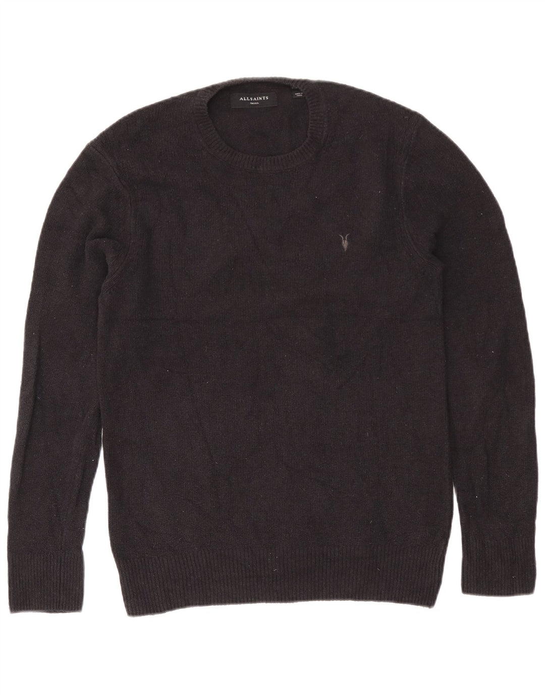 Suéter masculino All Saints com gola redonda, pequeno algodão azul marinho