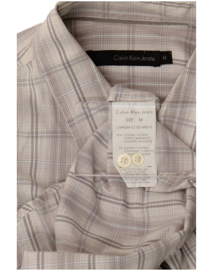 Camisa masculina Calvin Klein Jeans cinza médio xadrez algodão