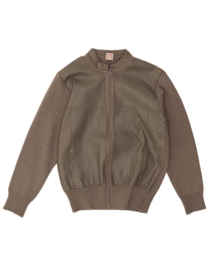 Suéter Cardigan Masculino Vintage IT 50 Acrílico Marrom Médio