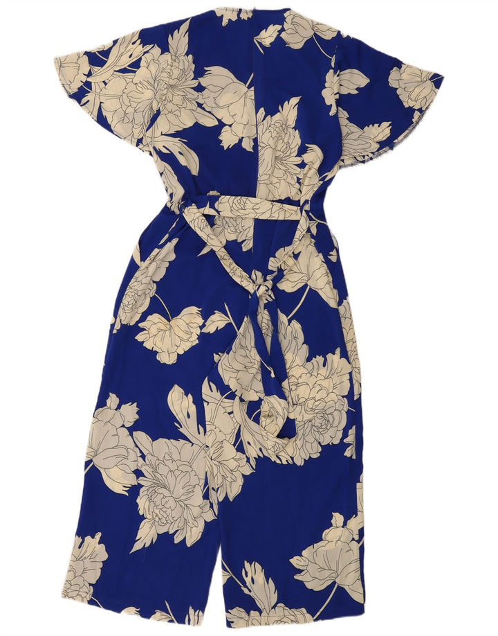 Macacão feminino vintage UK 12 médio azul floral