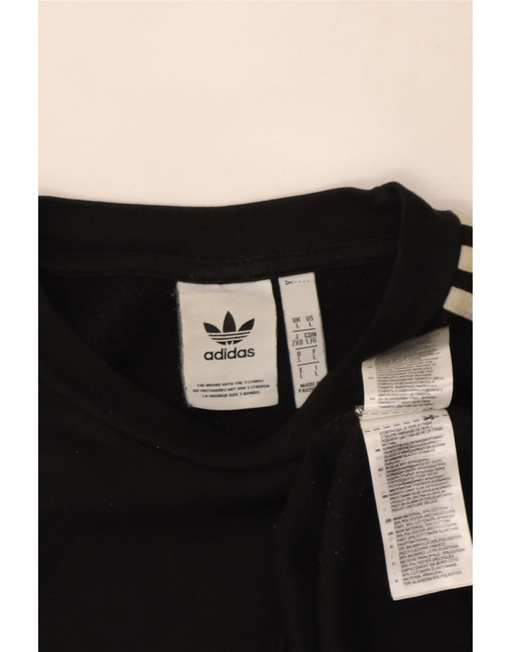 Adidas Mens Moletom Jumper Grande Algodão Preto