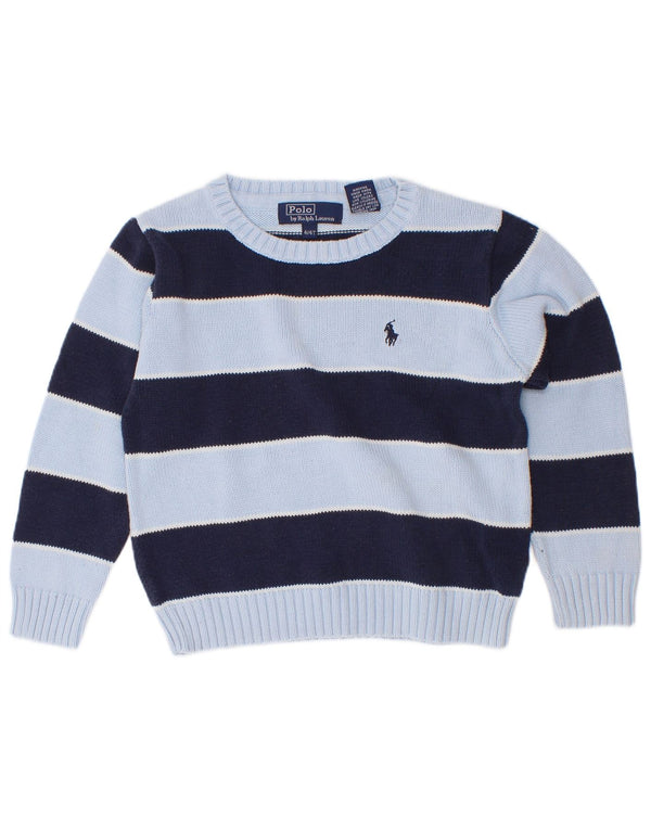 Polo Ralph Lauren Suéter masculino com gola canoa 3-4 anos listrado azul