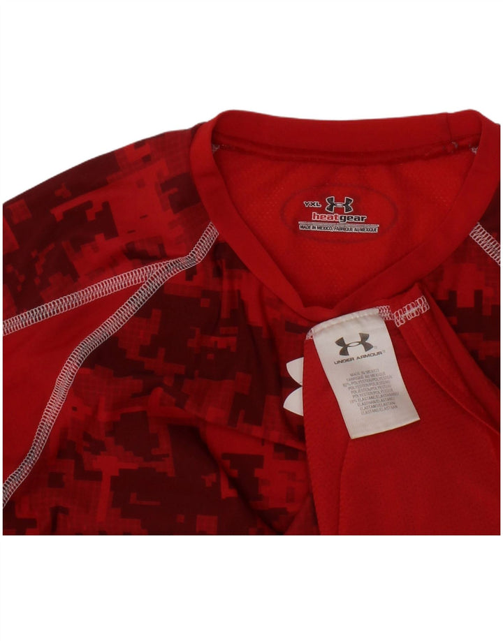 UNDER ARMOUR Meninos Heat Gear Graphic Top Manga Comprida 13-14 Anos XL Vermelho