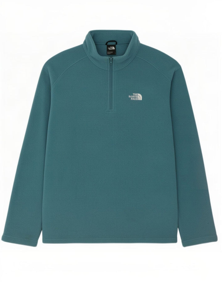 Suéter de lã masculino The North Face com zíper e gola grande azul poliéster