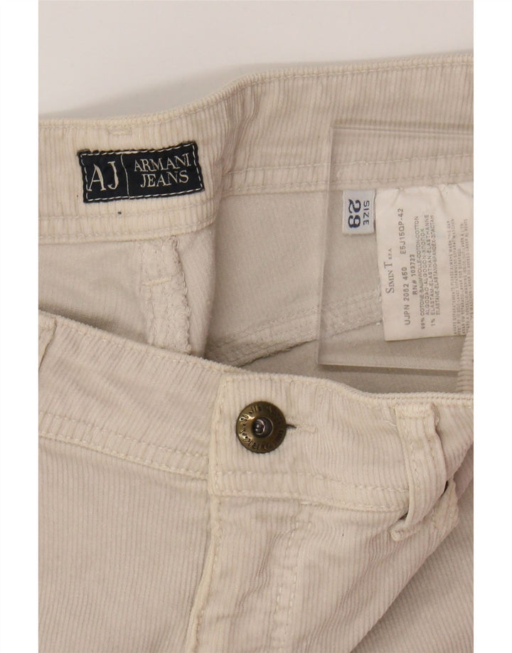 Calça feminina reta de veludo ARMANI W29 L26 algodão bege