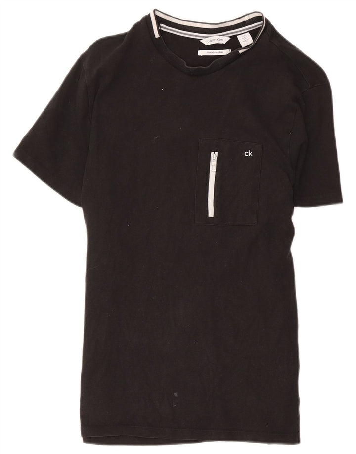 Calvin Klein Camiseta masculina top pequeno algodão preto