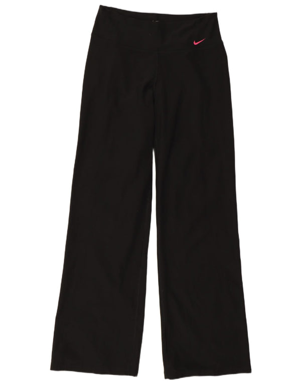 Calça de treino feminina Nike Dri Fit UK 10 pequena preta colorblock