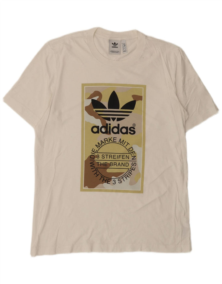 Adidas Mens Graphic T-Shirt Top Médio Algodão Branco