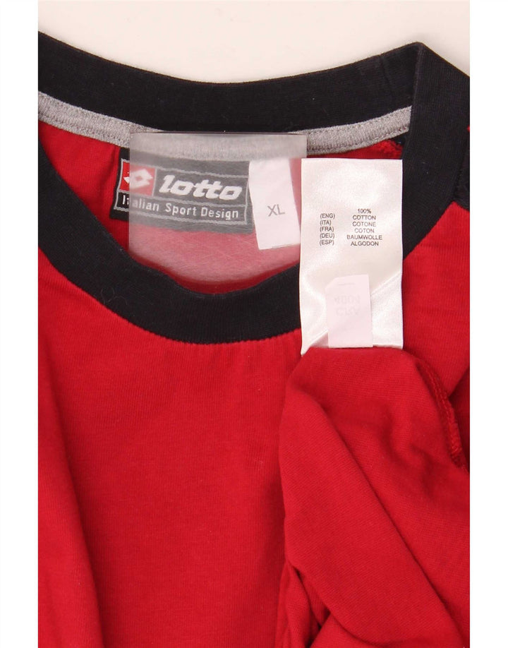 Lotto Mens Top Manga Longa XL Vermelho Colorblock Algodão