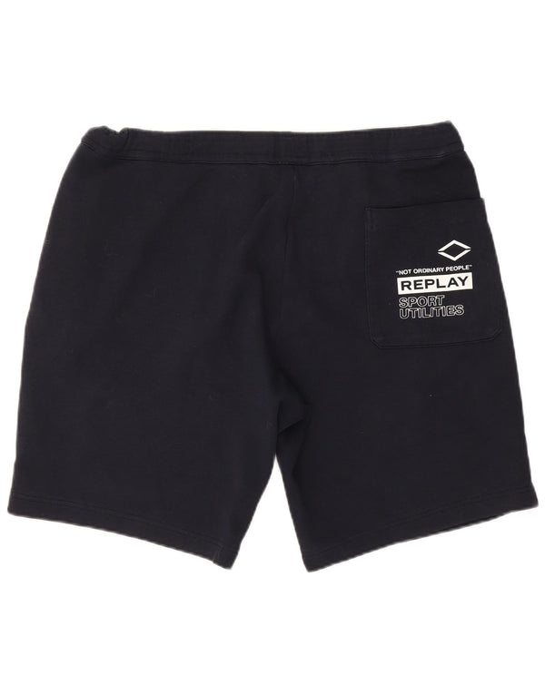 Shorts esportivos gráficos masculinos Replay XL azul marinho algodão
