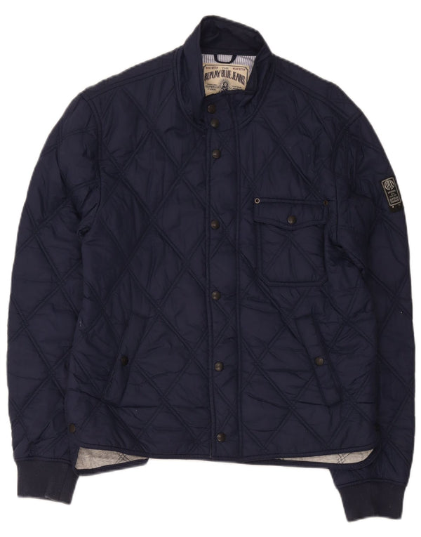 Jaqueta acolchoada masculina Replay UK 38 médio azul marinho poliamida