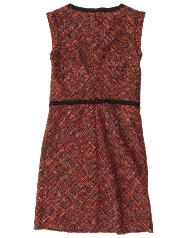Vestido feminino Benetton sem mangas com bainha UK 12 médio multicolorido manchado