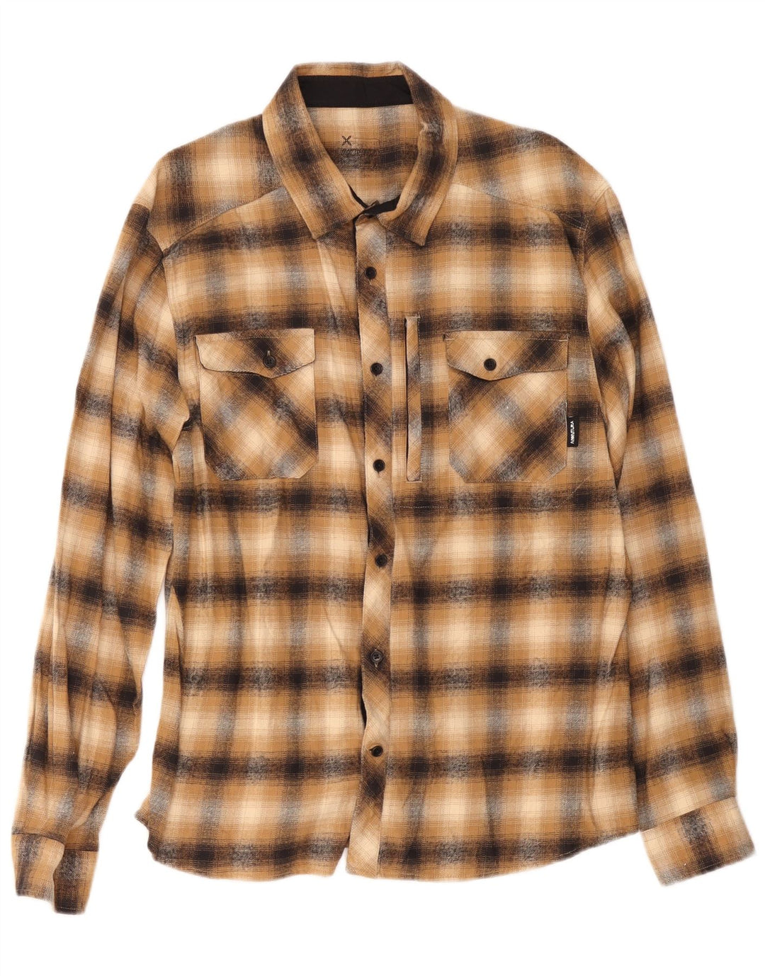 Camisa masculina de flanela Montura XL marrom xadrez algodão
